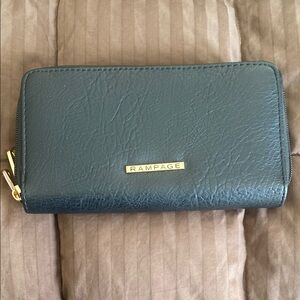 Rampage Black Wallet with Gold Accents and Zip Closure